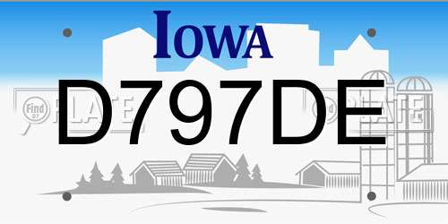 D797DE Iowa License Plate