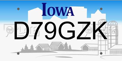 D79GZK Iowa License Plate