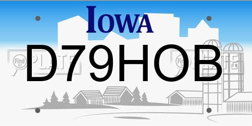 D79HOB Iowa License Plate