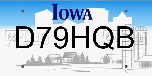 D79HQB Iowa License Plate