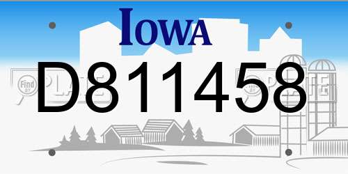 D811458 Iowa License Plate