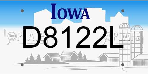 D8122L Iowa License Plate