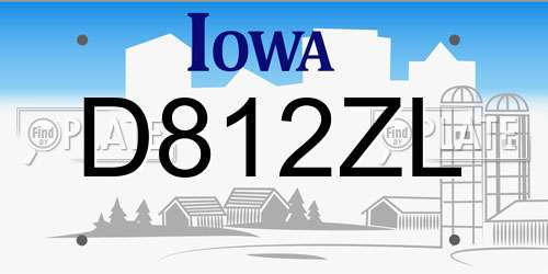 D812ZL Iowa License Plate