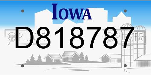 D818787 Iowa License Plate