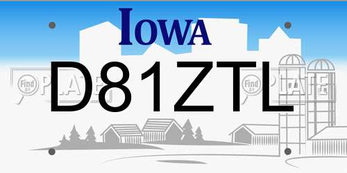 D81ZTL Iowa License Plate