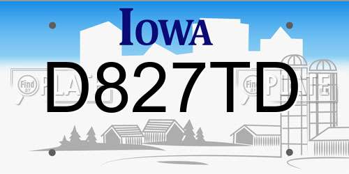 D827TD Iowa License Plate