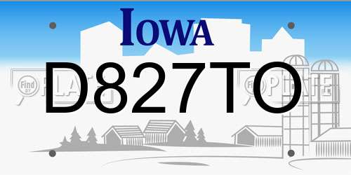 D827TO Iowa License Plate