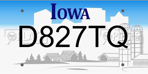 D827TQ Iowa License Plate
