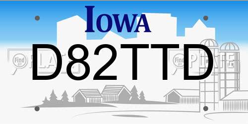 D82TTD Iowa License Plate