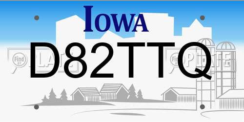 D82TTQ Iowa License Plate