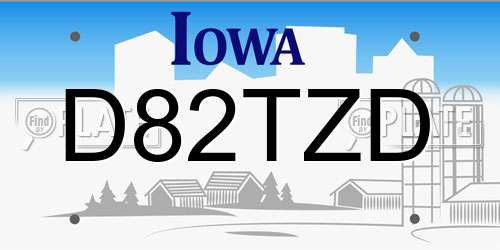 D82TZD Iowa License Plate