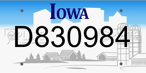 D830984 Iowa License Plate