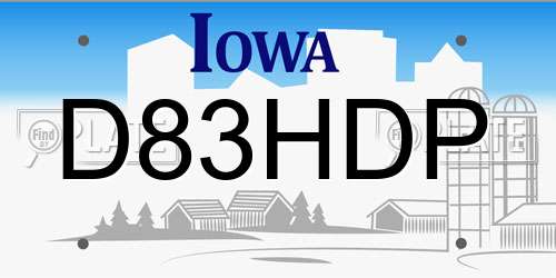 D83HDP Iowa License Plate