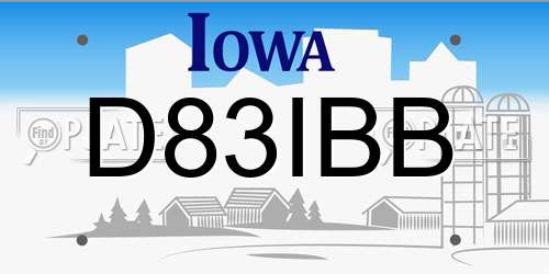 D83IBB Iowa License Plate