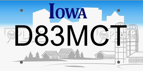 D83MCT Iowa License Plate