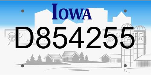 D854255 Iowa License Plate