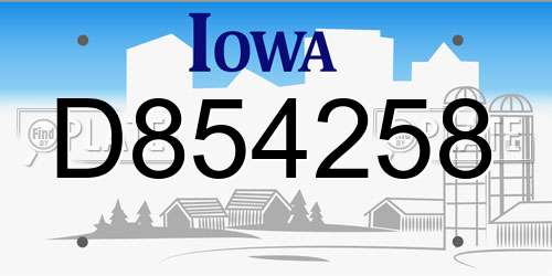 D854258 Iowa License Plate