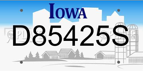 D85425S Iowa License Plate