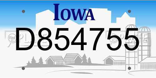 D854755 Iowa License Plate