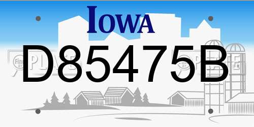 D85475B Iowa License Plate
