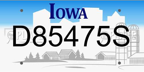 D85475S Iowa License Plate