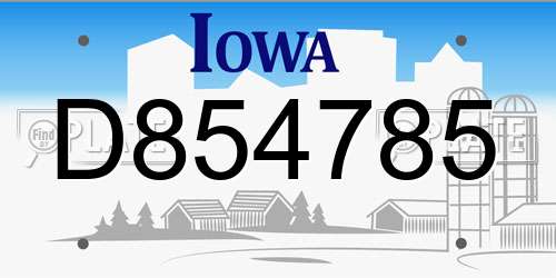 D854785 Iowa License Plate