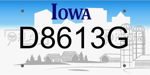 D8613G Iowa License Plate