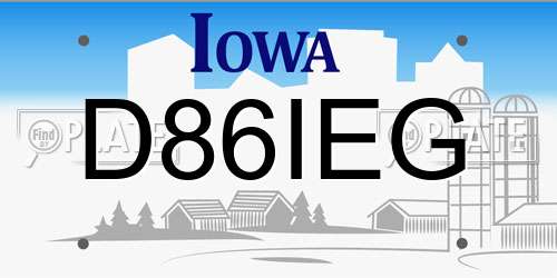 D86IEG Iowa License Plate