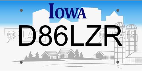 D86LZR Iowa License Plate