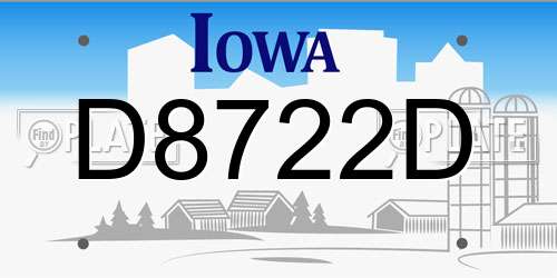 D8722D Iowa License Plate