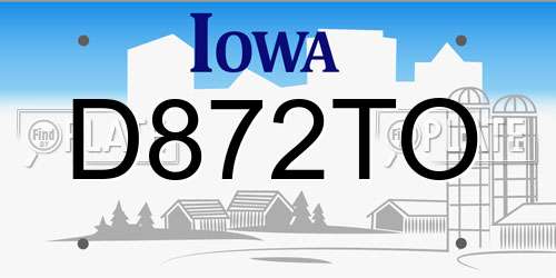 D872TO Iowa License Plate