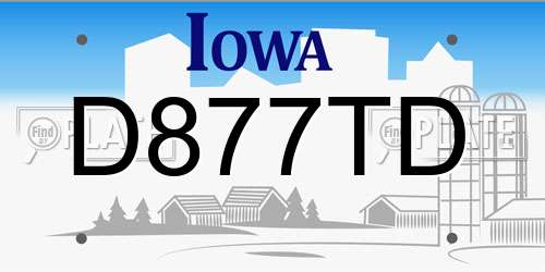 D877TD Iowa License Plate