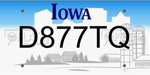 D877TQ Iowa License Plate