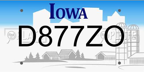 D877ZO Iowa License Plate