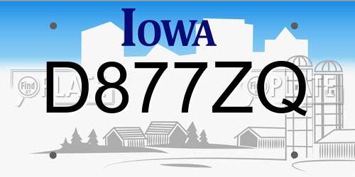 D877ZQ Iowa License Plate