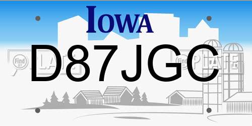 D87JGC Iowa License Plate