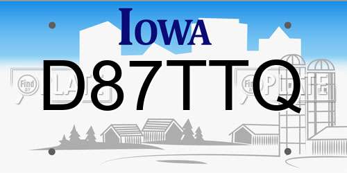 D87TTQ Iowa License Plate