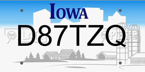D87TZQ Iowa License Plate