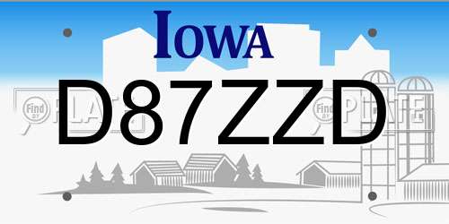 D87ZZD Iowa License Plate