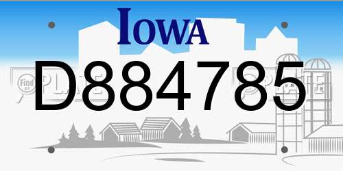 D884785 Iowa License Plate