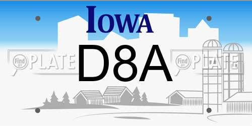 D8A Iowa License Plate