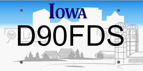 D90FDS Iowa License Plate