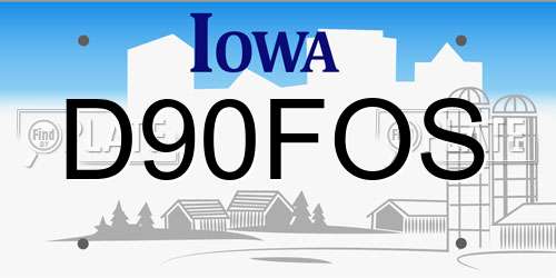 D90FOS Iowa License Plate