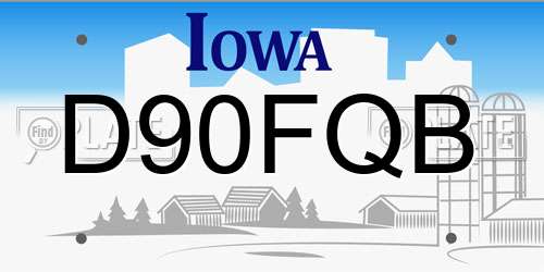 D90FQB Iowa License Plate