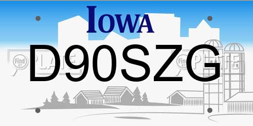 D90SZG Iowa License Plate