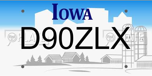 D90ZLX Iowa License Plate