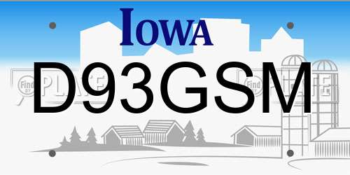 D93GSM Iowa License Plate