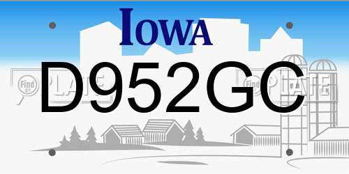 D952GC Iowa License Plate