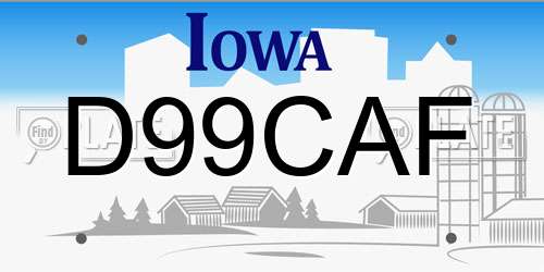 D99CAF Iowa License Plate