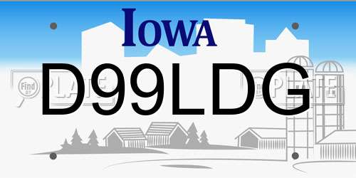 D99LDG Iowa License Plate